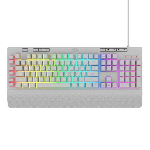 Teclado Gamer Redragon Shiva, Membrana, Español, Rgb, Full Size, Color Blanco