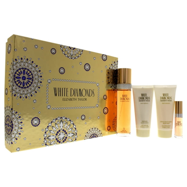 Set de Regalo Elizabeth Taylor White Diamonds EDT 94ml Spray + EDT 10ml Spray + Gel de Baño Hidratante Suave 94ml + Loción Corporal Perfumada 94ml