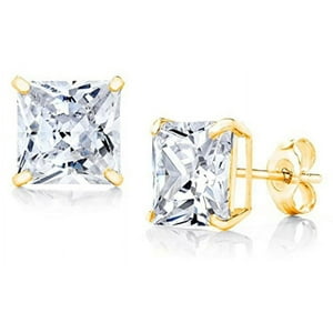 Aros Paris Jewelry 4 Carat Square White Sapphire 14K Yellow Gold