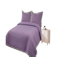 Genérico - Quilt Cubrecama De Verano Bordado 2 Plazas Morado