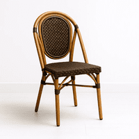 Klik Muebles - Silla De Exterior Estilo Francés Con Marco Dorado Y Ratán Oscuro
