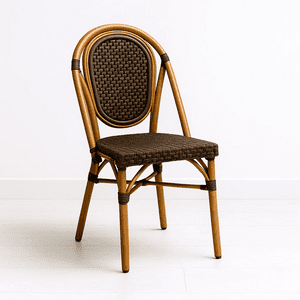 Klik Muebles - Silla De Exterior Estilo Francés Con Marco Dorado Y Ratán Oscuro