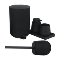 Bothyi - 5 Vasos Para Cepillos De Dientes Y Dispensador De Jabón Con Jabonera Para Decoración De Apartamentos, Color Negro