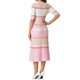 thumbnail image 3 of INSPIRE CHIC Vestidos de Punto a Rayas para Mujer, Manga Corta, Midi, Vestido Suéter Acanalado, Talla M, Rosa, 3 of 6