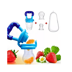 Genérico - Chupete Mordedor Alimentario De Frutas Bebes + 2 Repuestos Color Azul
