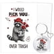 thumbnail image 1 of Tarjeta de regalo de San Valentín con diseño de mapache con llavero y sobre, 1 of 6