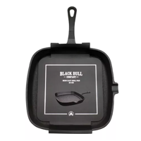 Genérico - Sartén Grill Pan De Hierro Fundido, 24 Cm, Black Bull, Color Negro