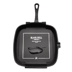 Genérico - Sartén Grill Pan De Hierro Fundido, 24 Cm, Black Bull, Color Negro