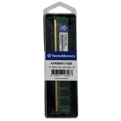 Memoria Ram Tecnomemory Pc Ddr3 4gb 1600mhz Kvr16n11t/4gb