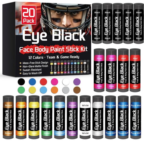 Barras Eye Black Warmify, 20 piezas, para fútbol y béisbol