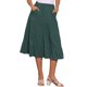 thumbnail image 1 of INSPIRE CHIC Falda Midi para Mujer Regreso a Clases Cintura Elástica Sólida Falda Acampanada en Línea A con Bolsillos Verde Militar S, 1 of 6