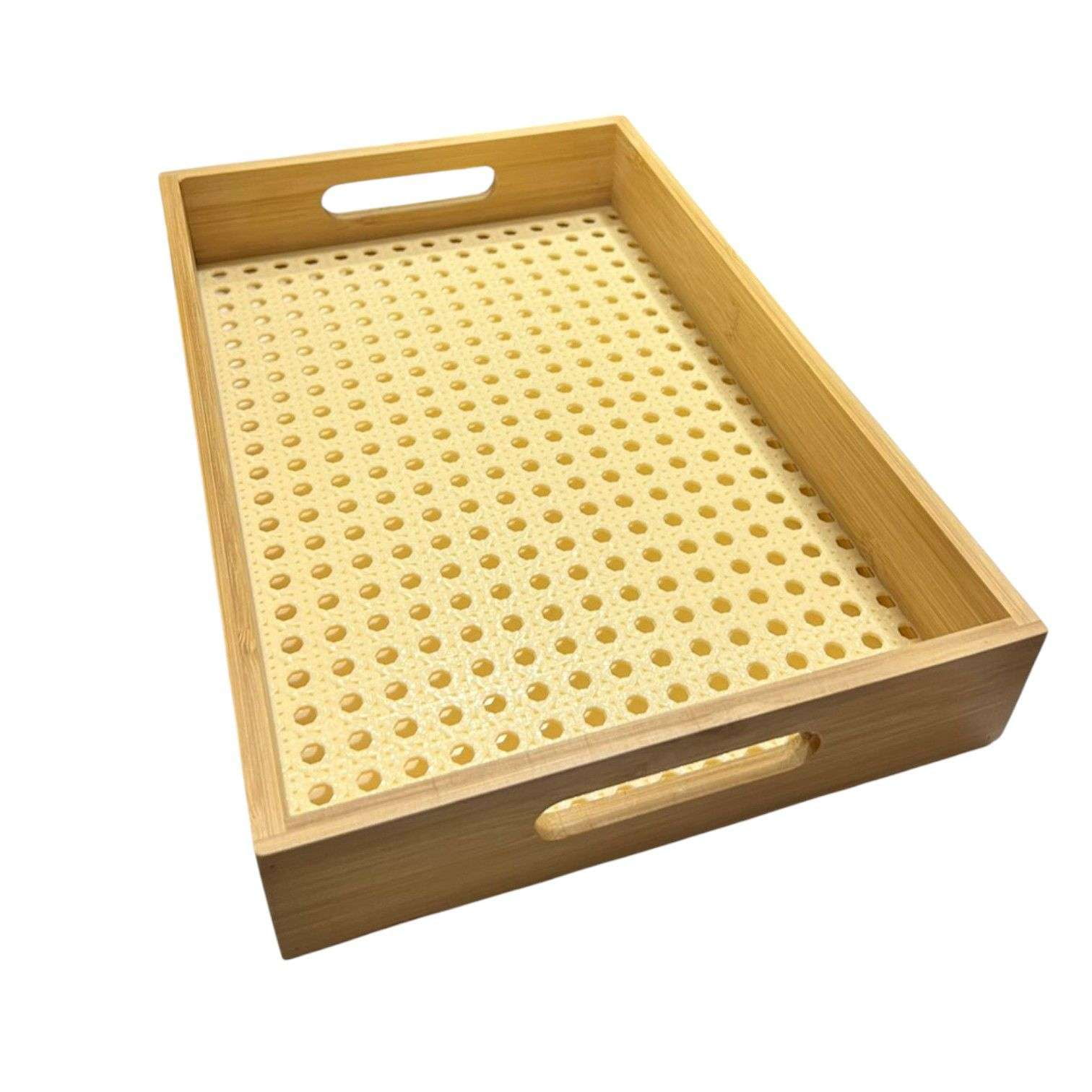 Oem - Bandeja Desayuno De Madera Bambu Con Malla 21x32cm