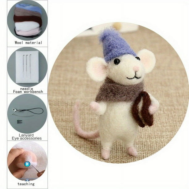 Learn Needle Felting: Cute Teacher Mouse Starter Kit for Beginners - Start Creating Today!