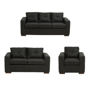Muebles América - Living Franco 321 Cuero Auris Negro