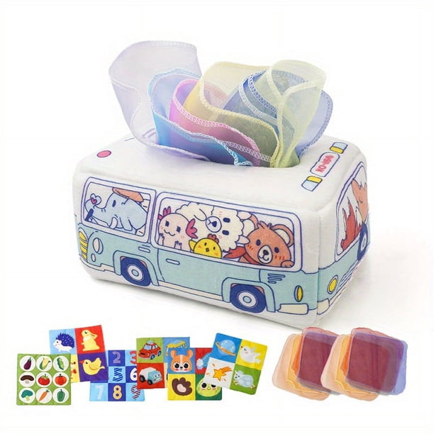 Baby Draw Tissue Toys, Draw Music, Tear Not Rotten Tissue Box For 6 Months+ Baby Learning 0-1 Years Old Intellectual Early Education, Montessori Children's Early Education Pure Cloth Toys