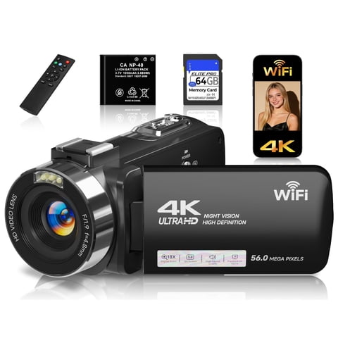 Videocámara Gtonster Fhd 4K, 56 Mp, Wifi Con Visión Nocturna