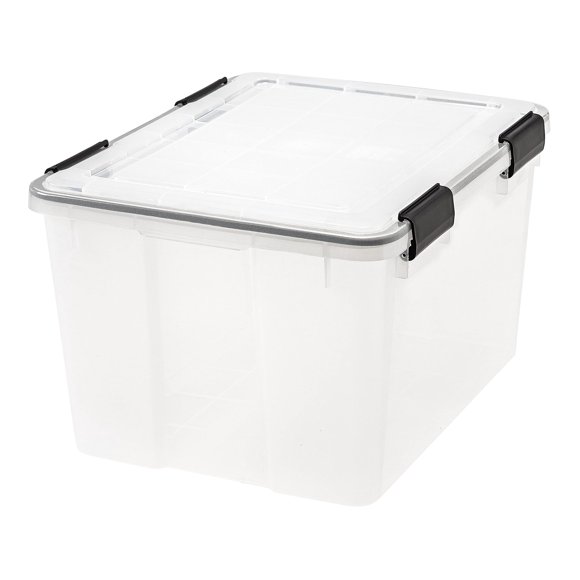 Caja de almacenamiento IRIS USA 44 L hermética a la intemperie transparente
