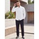thumbnail image 2 of INSPIRE CHIC Camisa de Hombre Casual con Cuello Mao, Bolsillo, Botones, Manga Larga, Rayas, Talla XL, Blanco, 2 of 5