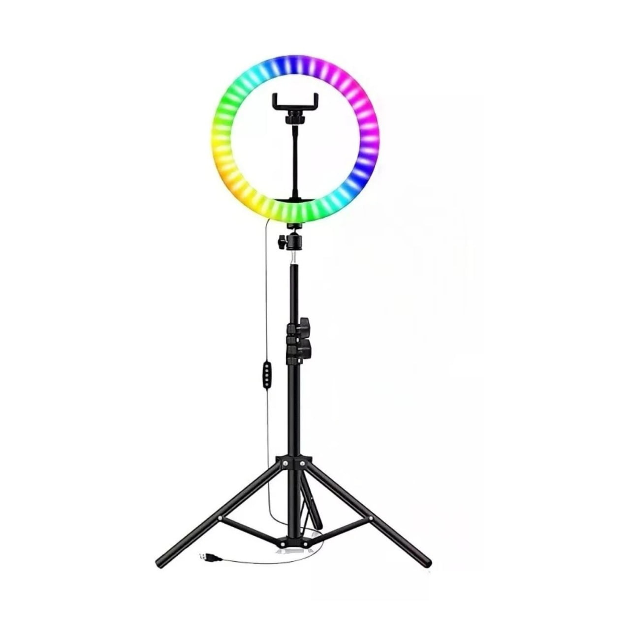 Genérico - Aro De Luz Led Rgb 26cm Usb Tripode 2m Negro