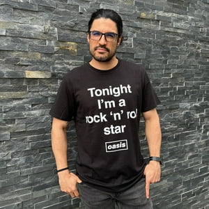 Polera Manga Corta Hombre Negro Rock N Roll Star Oasis
