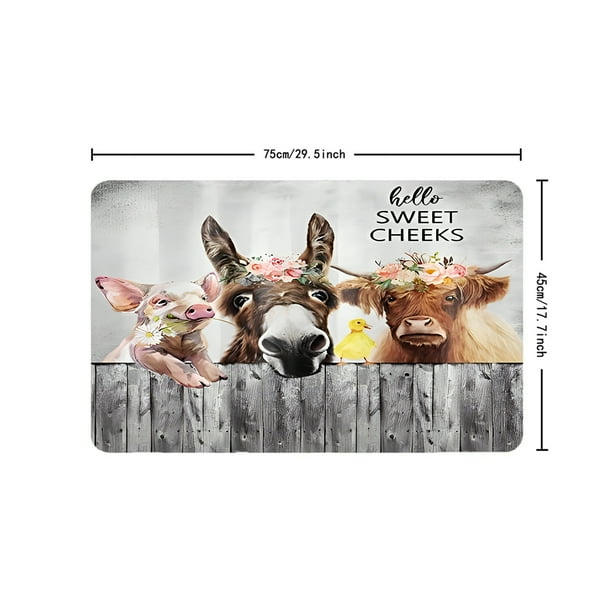 1pc Farmhouse Animal Pattern Shower Curtain, Waterproof Shower Curtain With 12 Hooks, Non-Slip Bathroom Rug, Toilet U-Shape Mat, Toilet Lid Cover Pad, Bathroom Decor