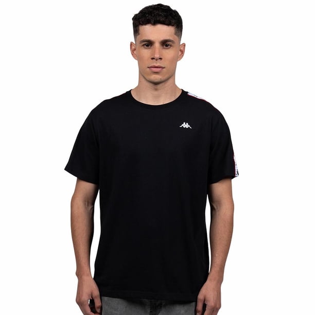 Polera Kappa Hombre Black Banda White i26