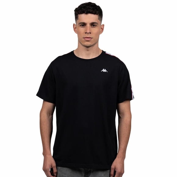 Polera Kappa Hombre Black Banda White i26