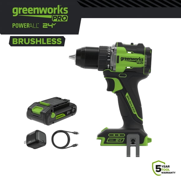 Taladro Greenworks DD560A1 24 V Brushless 530 in-lb 1/2 in