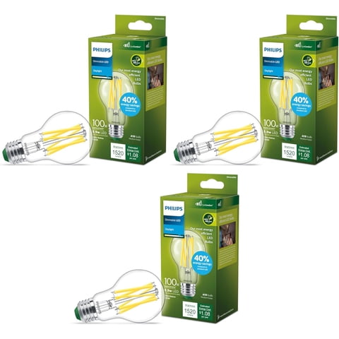 Bombillas Led Philips De 100 W, A19, 5000 K, 1520 Lm, 3 Unidades, Regulables