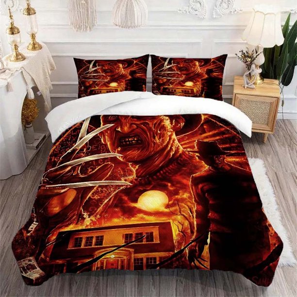 3pcs "A Nightmare on Elm Street" Freddy Krueger Horror Classic Villain Theme Bedding Set Duvet Cover and Pillowcases