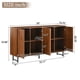 thumbnail image 3 of Mid-Century Modern Walnut Sideboard Buffet Cabinet, 59*16*33 inches Geometric Carved Storage Cabinet with Metal Legs, Multi-Purpose Credenza for Living Room, Dining Room, Entryway, 3 of 3