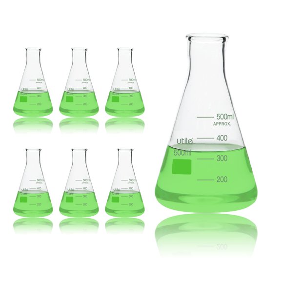 Set de termos Erlenmeyer de vidrio Utile, 500 ml, boca estrecha, 6 unidades
