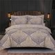 thumbnail image 1 of Family Gift Luxury Floral Print Damask Ocher Quilt Duvet Cover Set Queen 3-Piece Bedding Set, 1 of 5