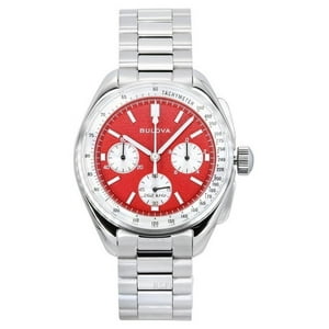 Bulova - Reloj Lunar Pilot Cronógrafo Cuarzo Esfera Roja Acero Inoxidable 96K115 Para Hombre