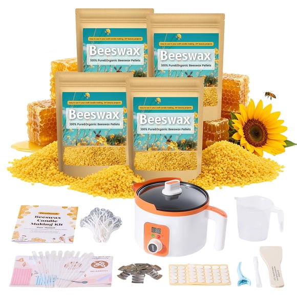Kit para hacer velas WcoDusak de cera de abeja de 1.8 kg con derretidor digital de cera