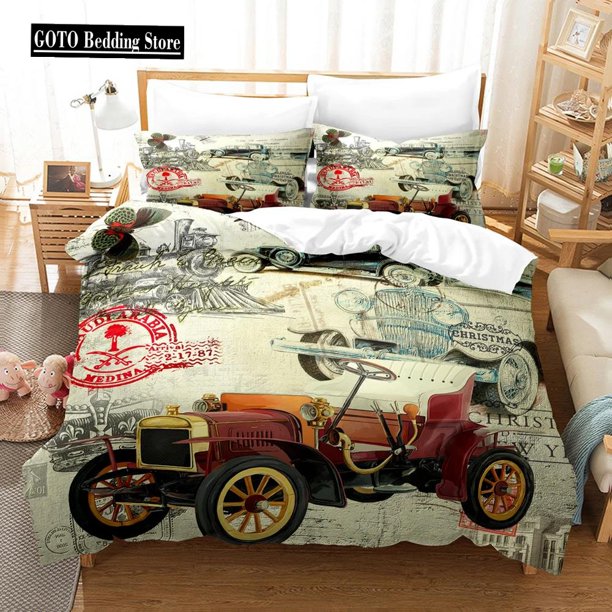 x760 Bed Sheets Vintage Car Including Duvet Cover Set with Pillowcases Microfiber /Cool Sports Car Bed Comforter Set for Bedding 3-Piece Bedding Set (1 Duvet Cover + 2 Pillow Shams) nj760