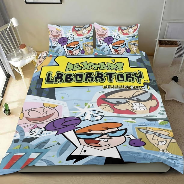 El Laboratorio de Dexter Conjunto de sábanas temático, trío de piezas, cómodo y amigable con la piel, diseño único, regalo de decoración para el hogar para familiares, amigos y fans,140cm *210cm