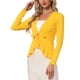 thumbnail image 4 of INSPIRE CHIC Cárdigan de punto abierto con lazo al frente, manga larga, dobladillo con volantes, para mujer, regreso a clases, XL Amarillo Intenso, 4 of 6