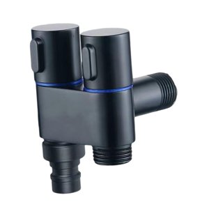 Bothyi - Válvula De Ángulo De Llenado De Rosca De Válvula De Parada De Ángulo De Tres Vías Para Rociador Doméstico De Lavabo Negro