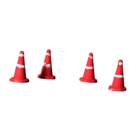 Magideal - 4 Conos De Tráfico En Miniatura A Escala 1/64, Mini Señal De Tráfico, Juguetes Para Niños, Suministros De Fiesta, Pequeñas Señales De Tráfico, Juguete