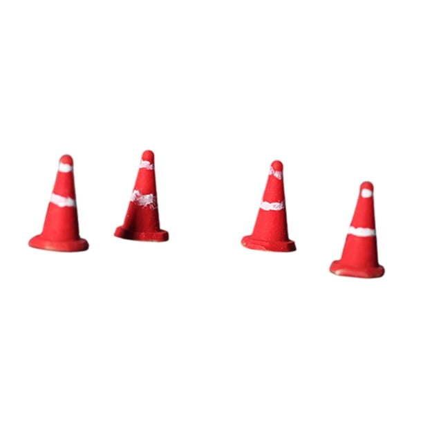 4 conos de tráfico en miniatura a escala 1/64, mini señal de tráfico, juguetes para niños, suministros de fiesta, pequeñas señales de tráfico, juguete