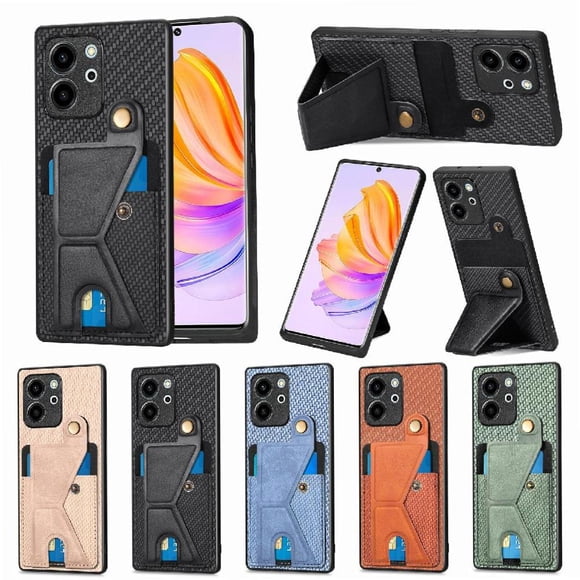 Funda Resistente para Honor 80 SE con Tarjetero y Soporte, Diseño Magnético Negro