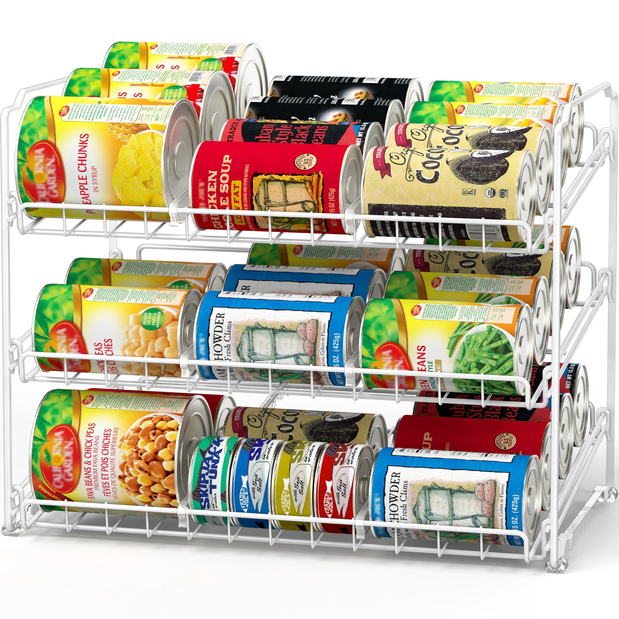 Simple Houseware - Organizador Can Rack Para Artículos Domésticos Sencillos, Apilable, Blanco