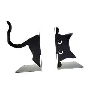 Magideal - 2 Piezas Sujetalibros Decorativos Soporte De Libros De Metal Gato Estatua Organizador Animal Para Repisa Y Escritorio Adecuado Para Regalo Decoración De Sala A
