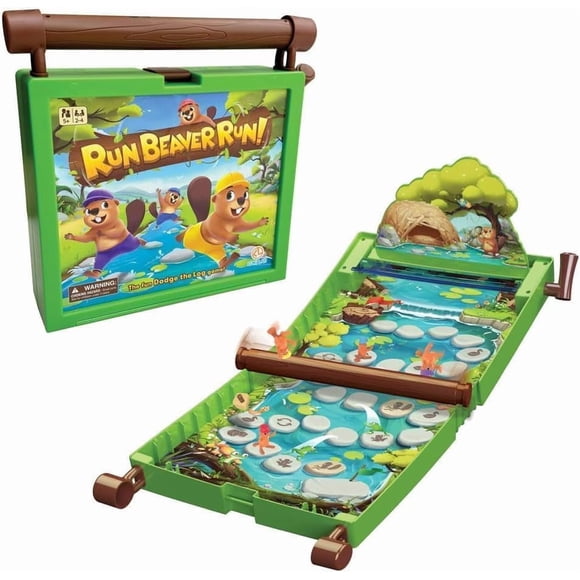 Corre Castor Corre - Un Juego de Mesa Familiar Rápido con Diseño Portátil de Tronco Rodante Perfecto para Niños de 5+ Años 2-4 Jugadores Incluye Piezas de Castor y Tablero de Juego