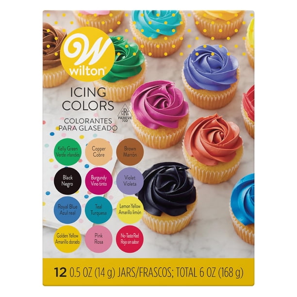 Colorante alimentario Wilton Icing a base de gel, 14 ml, paquete de 12 unidades, surtido