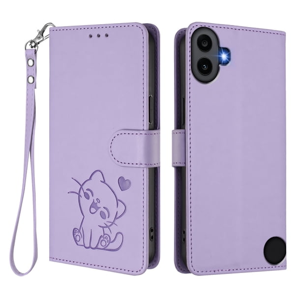 Funda Volteable tipo Billetera con Correa para Nothing CMF Phone 1, Lila Claro