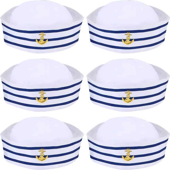 Gorro Sailor Captain azul marino con vela blanca para niños x6