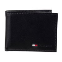 Monedero Tommy Hilfiger De Cuero Negro Con Doble Pliegue Para Hombre