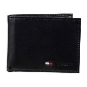 Monedero Tommy Hilfiger De Cuero Negro Con Doble Pliegue Para Hombre